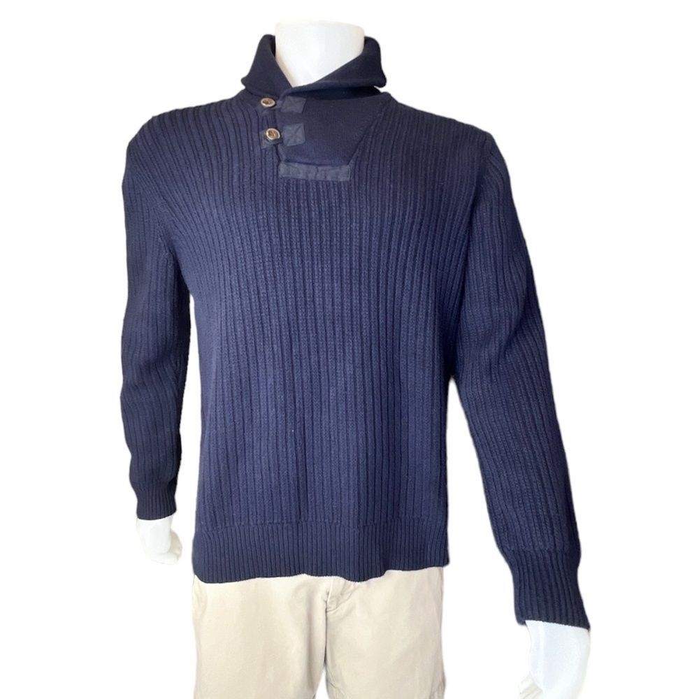 Fossil Cotton Wool Blend Navy Blue Mens Sweater Size L
